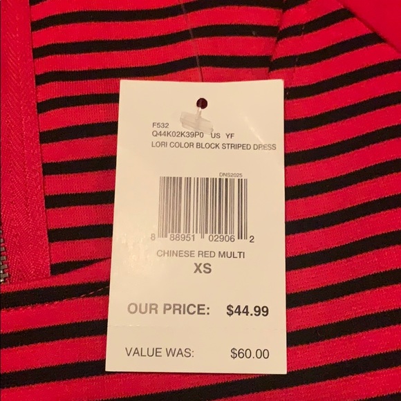 Guess Chinese Red Color Block Striped Dress - Picture 5 of 5